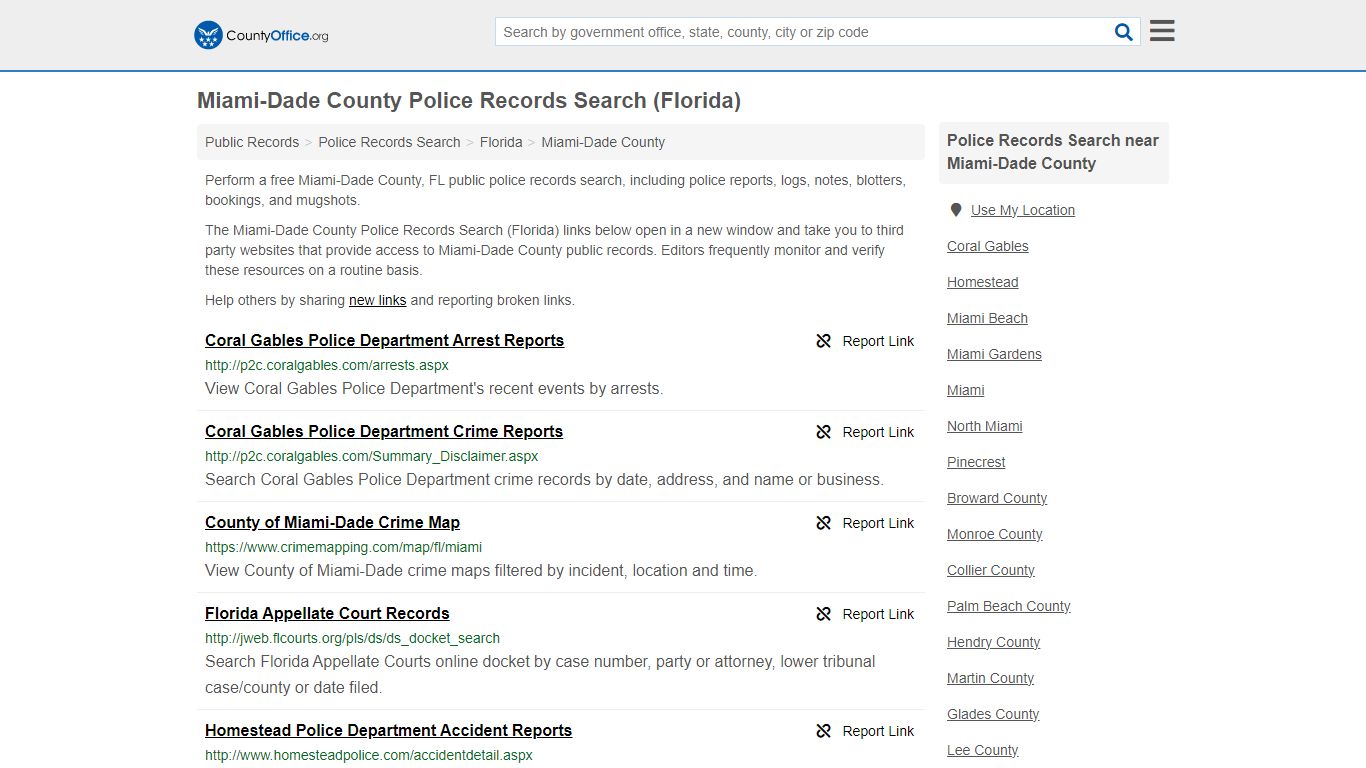 Miami-Dade County Police Records Search (Florida) - County Office