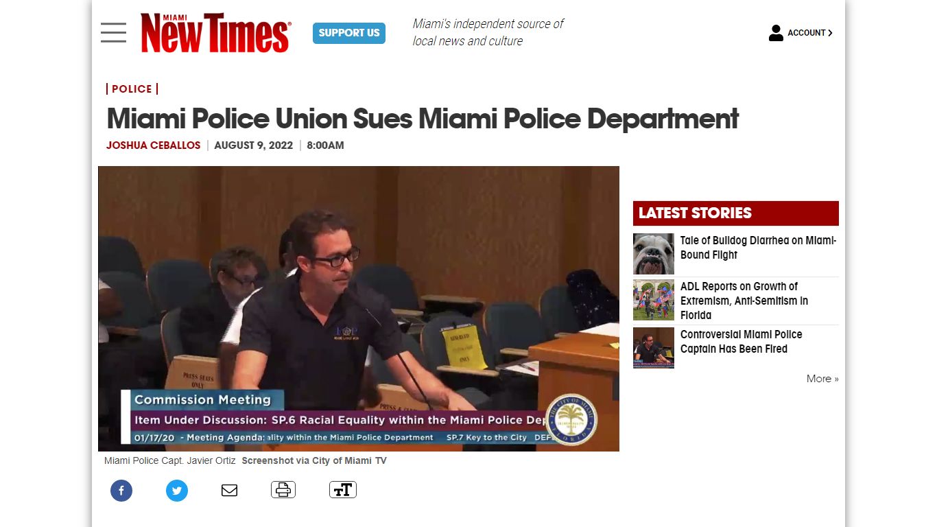 Miami Police Union Sues Miami Police Department
